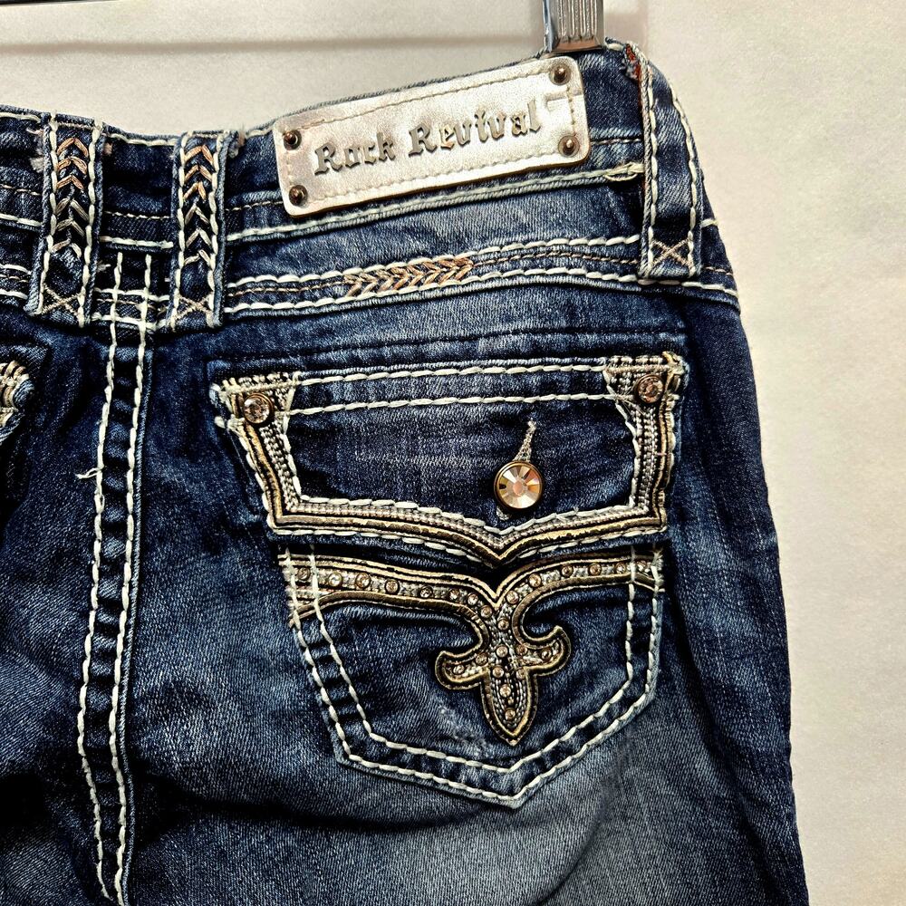 ROCK REVIVAL WOMEN'S ELEANOR BOOT JEANS  SIZE 27 Embellished Distressed #950 - Picture 7 of 12